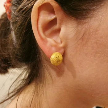

Wando New Russia Golden Earrings For Women Ethiopia jewelry wholesale in stud earrings dropshipping Heart Flowers earrings