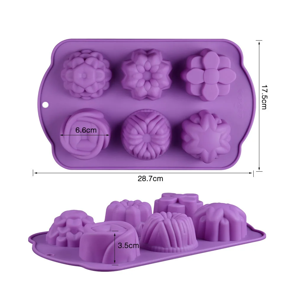 SILIKOLOVE 6 полости силиконовые формы в виде цветка DIY ручной работы ремесло 3D мыло формы для мыла делая формы - Цвет: Random color