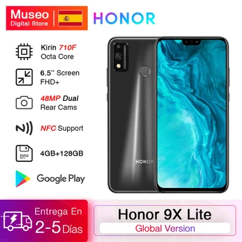 Перейти на Алиэкспресс и купить Смартфон Honor 9X Lite, глобальная версия, 4 + 128 ГБ, камера 48 МП, Kirin 710, 6,5 дюйма, Android P, графический процессор Turbo 3,0, NFC