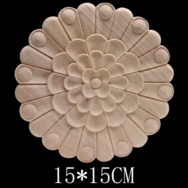 European Retro Floral Rose Wooden Furniture Decoration Accessories Cabinet Wood Decal Wood Craft Wood Applique Onlay Unpainted B137-4