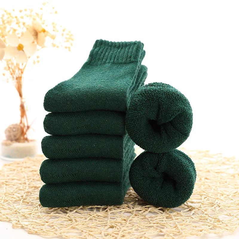 Green Socks 1 пара, женские Чулочно-носочные изделия, зимние плотные теплые шерстяные носки, женские домашние носки-тапочки, имитация кроличьей шерсти, шерстяные махровые носки - Цвет: Green Socks