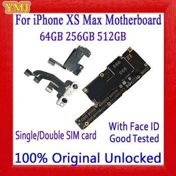 

For iphone Xs max Motherboard with/without face ID Original unlocked for iphone Xs max MainBoards Single Double SIM card Plate