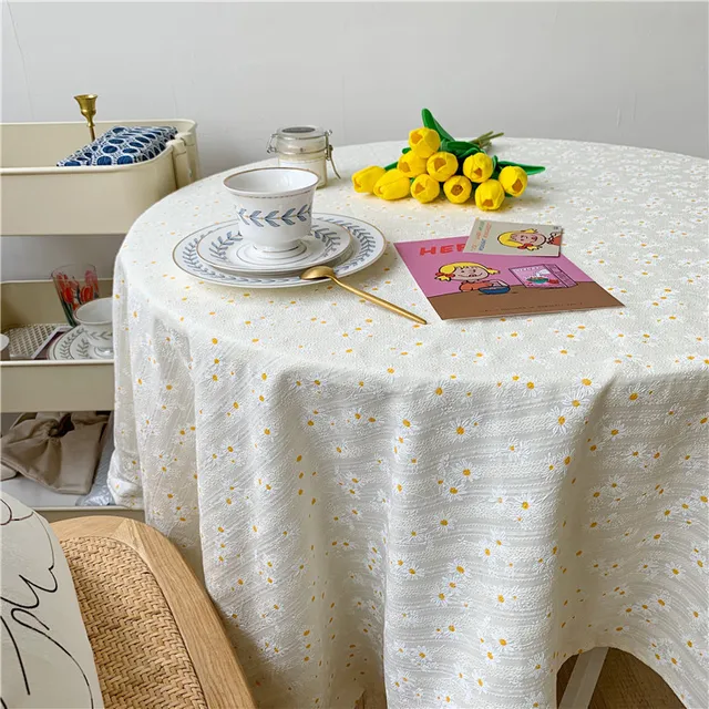 Table Cloth Kitchen Table Rectangular Tablecloth White Pattern Outing Picnic Tazer For Home And Kitchen Outdoor Picnic Lawn Mat Little Daisy