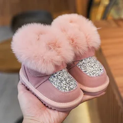 Winter Baby Girls Boots Infant Toddler Shoes Soft Bottom Outdoor Windproof Warm Plush Children Shoes Sequins Kids Martin Boots