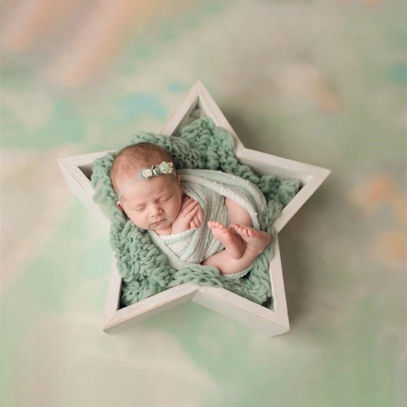 Newborn Photography Props Baby Fivepointed Star Wooden Bed Studio