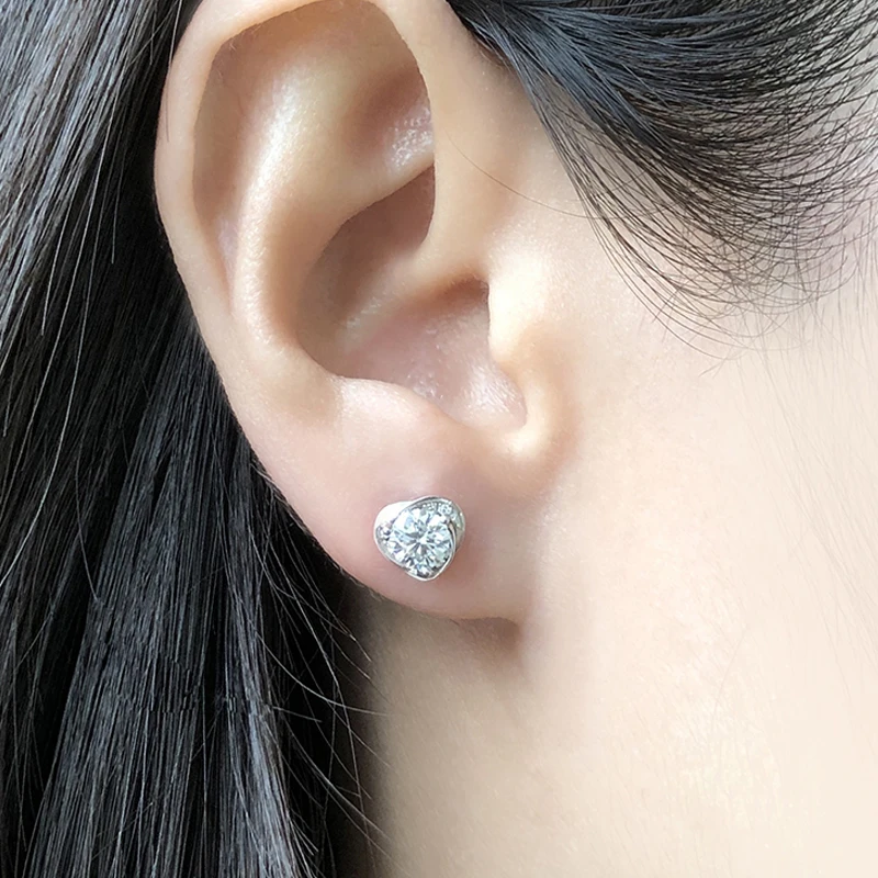 Женские серьги гвоздики GEM'S BALLET Heart Moissanite ювелирные изделия из стерлингового
