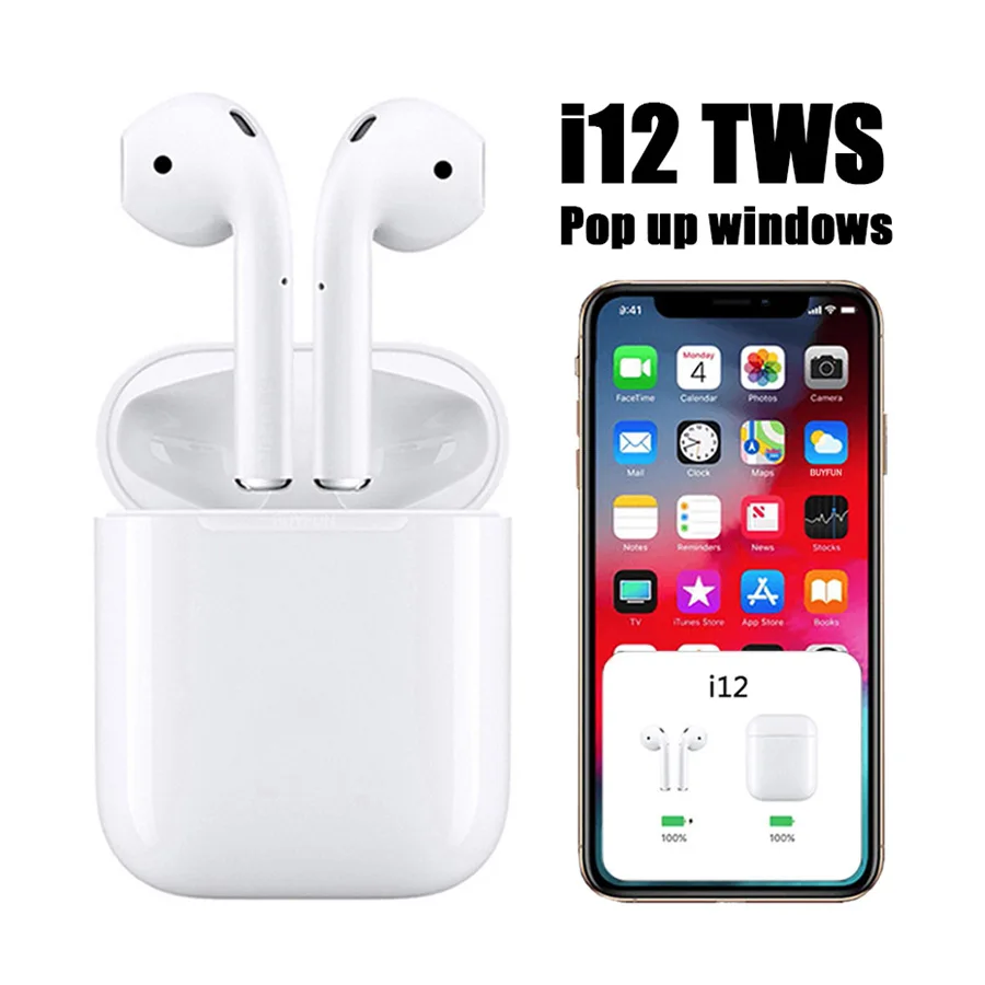 

I12 Bluetooth Headset 5.0 Touch Popups Automatic Boot Wireless Sports Support Siri TWS Bluetooth Earphones wireless earphone