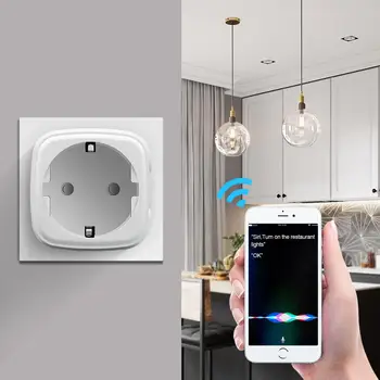 

Homekit Smart WiFi Plug Wireless Socket Outlet Smart Home Siri Voice Control EU Plug 15A Work With Apple IOS Homekit APP