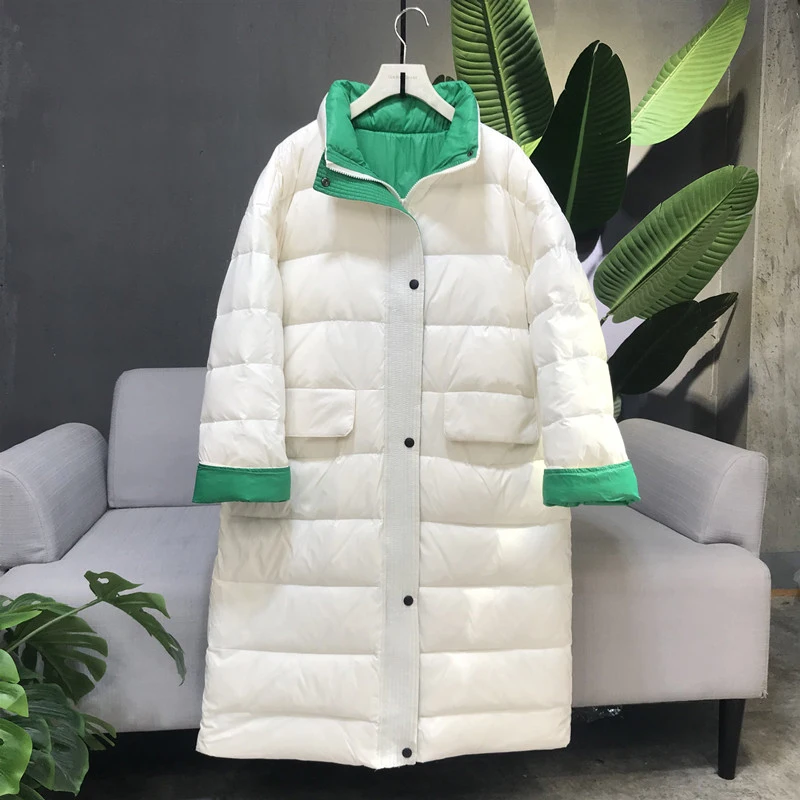 

2020 Ultra Light White Duck Down Jacket Women Winter Long Coat Female Loose Jacket Windproof Down Outwear