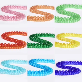 

15.5" Multi Color Cat Eye Stone Beads 4 mm 6 mm 8 mm 10 mm 12 mm Round Beads Polished Shiny Yellow Loose Beads For DIY Jewelry