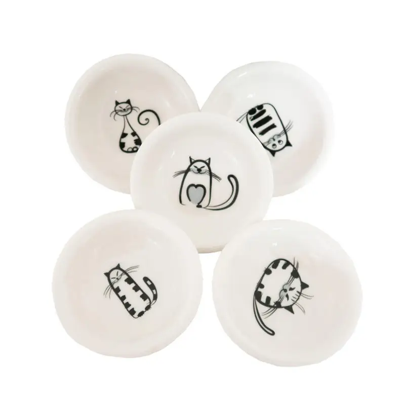 Skup 6 sztuk zestaw mały talerz uroczy nadruk kota Mini ceramika danie sos sojowy ocet dżem naczynia zastawa stołowa sosjerka 7.5m mały talerz zestaw