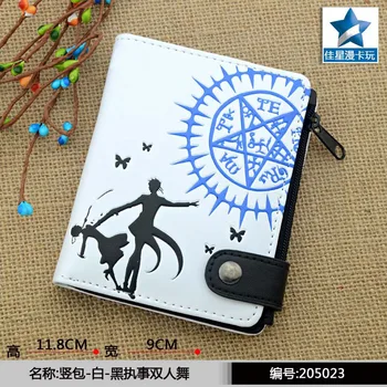

Anime Black Butler PU White Short Zero Wallet/CP Ciel & Sebastian Coin Purse with Interior Zipper Pocket