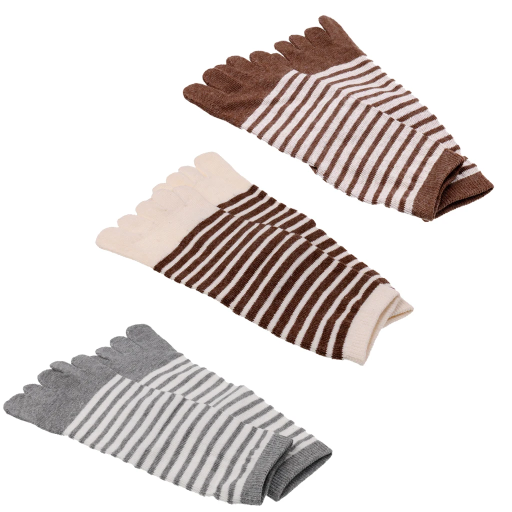Striped Toe Socks Female Crew Striped Cotton Socks Ladies Casual Cute Socks