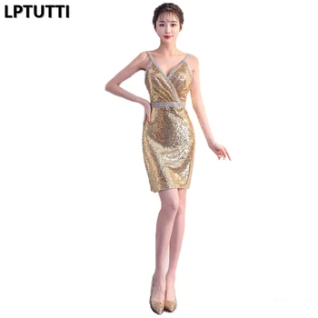 

LPTUTTI Sequin CRYSTAL New Woman Plus Size Social Festive Elegant Formal Prom Party Gowns Fancy Short Luxury Cocktail Dresses