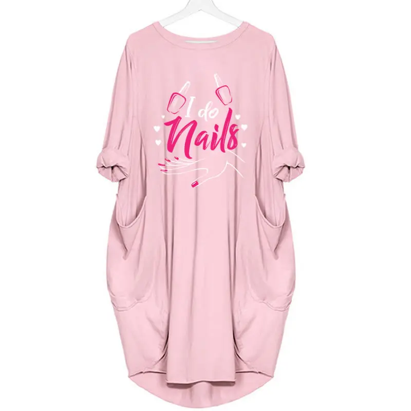 Дропшиппинг футболка для женщин ногти буквы печать карман для женщин плюс размер 5XL футболка хлопок топы чудо женщина рок Харадзюку - Цвет: Pink