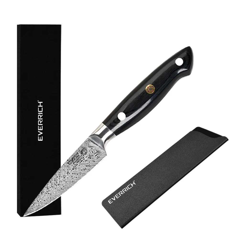

EVERRICH 3.5 Paring Knife Chef Knives Kitchen knives Damascus Fishbone Pattern Laser Damascus steel Sharp Cleaver Slicing