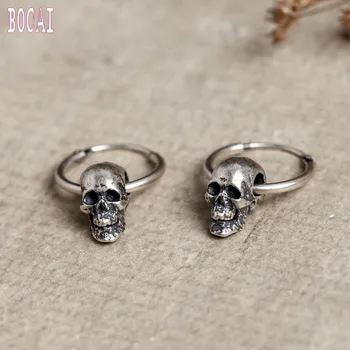 

S925 silver jewelry vintage skull earrings Gothic series hypoallergenic earrings men's silver earrings