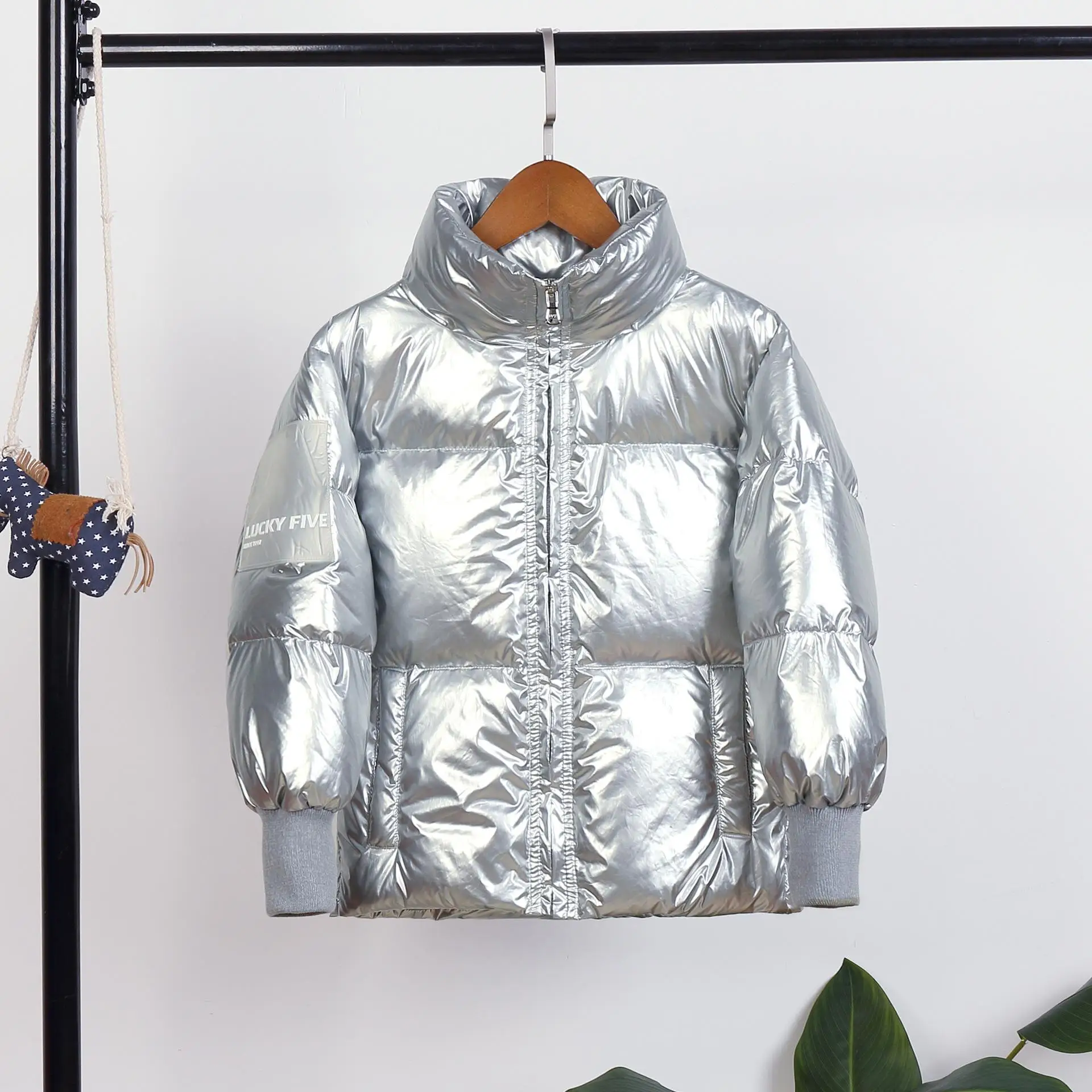 Kids winter jacket Duck Down Jacket waterproof Snowsuit Silver Outdoor hooded Boys girls coat Children Hooded Parka clothing - Цвет: silver