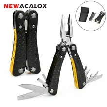 

NEWACALOX Pocket Multi Function Pliers Multitool with Screwdriver Kit Camping Tool Knife Wire Cutter Crimping Tool Pliers