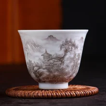 130 мл керамический фарфор Jingdezhen чайная чашка ручная роспись пейзаж узор чайная чашка кунг-фу чайная чаша коллекция украшений для дома