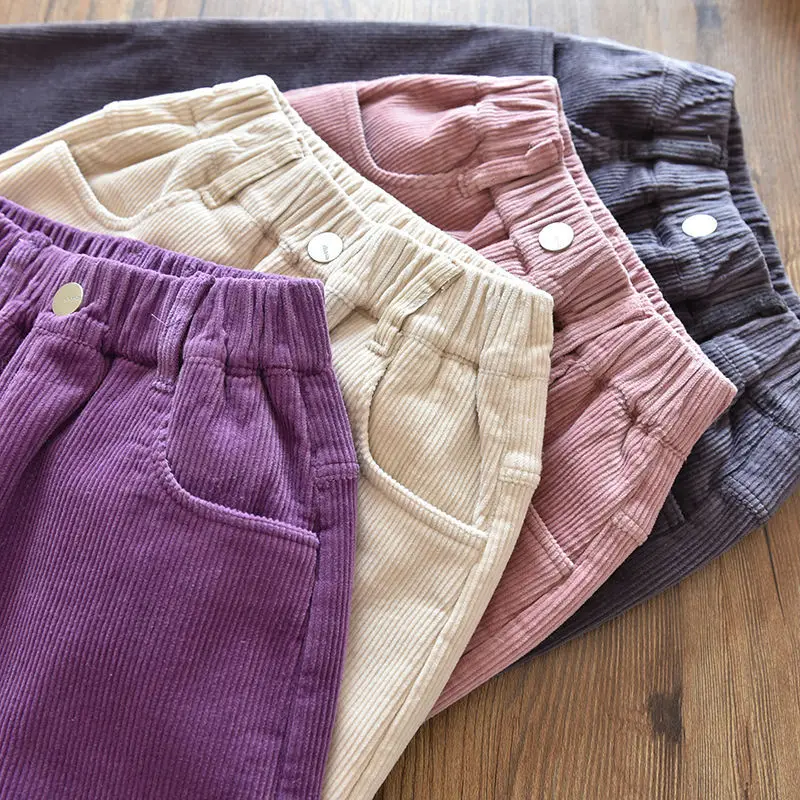 Kids Warm Pants Boy Girls Autumn Winter Corduroy Thick Outer Wear Sports Trousers 3-10Y Children Clothes Casual High Waist Pants girls pants boys pants kids pants girls trousers