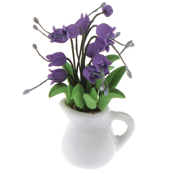 

New Arrival 1/12 Scale Mini Dollhouse Artificial Green Fake Plant Flower In Pot Fairy Garden Doll Houses Toy Dollhouse Miniature