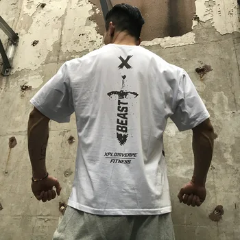 

Fashion New Men Fitness Cotton T Shirts Bodybuilding Workout Gym Casual Tee Shirts Tops Men