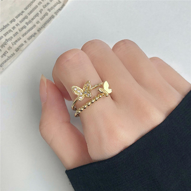 Fashion Butterfly Rings For Women Men Gold Silver Color Lover Couple Butterfly Ring Set Opening Engagement Wedding Jewelry