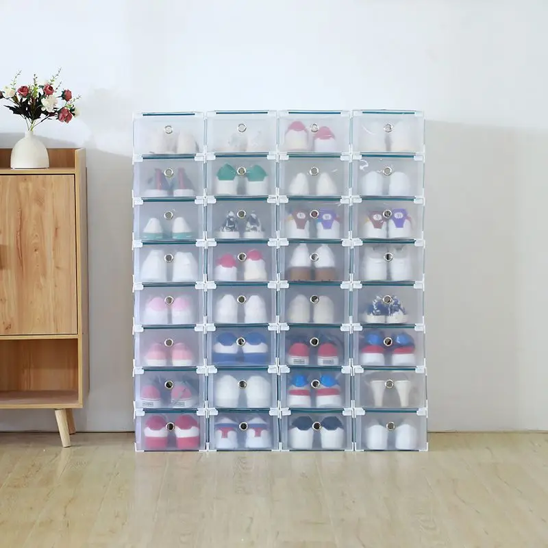 

Plastic Clear Drawer Shoe Rack Household Stackable Home Shoe s Box Space Saving Foldable Storage Container Colorful