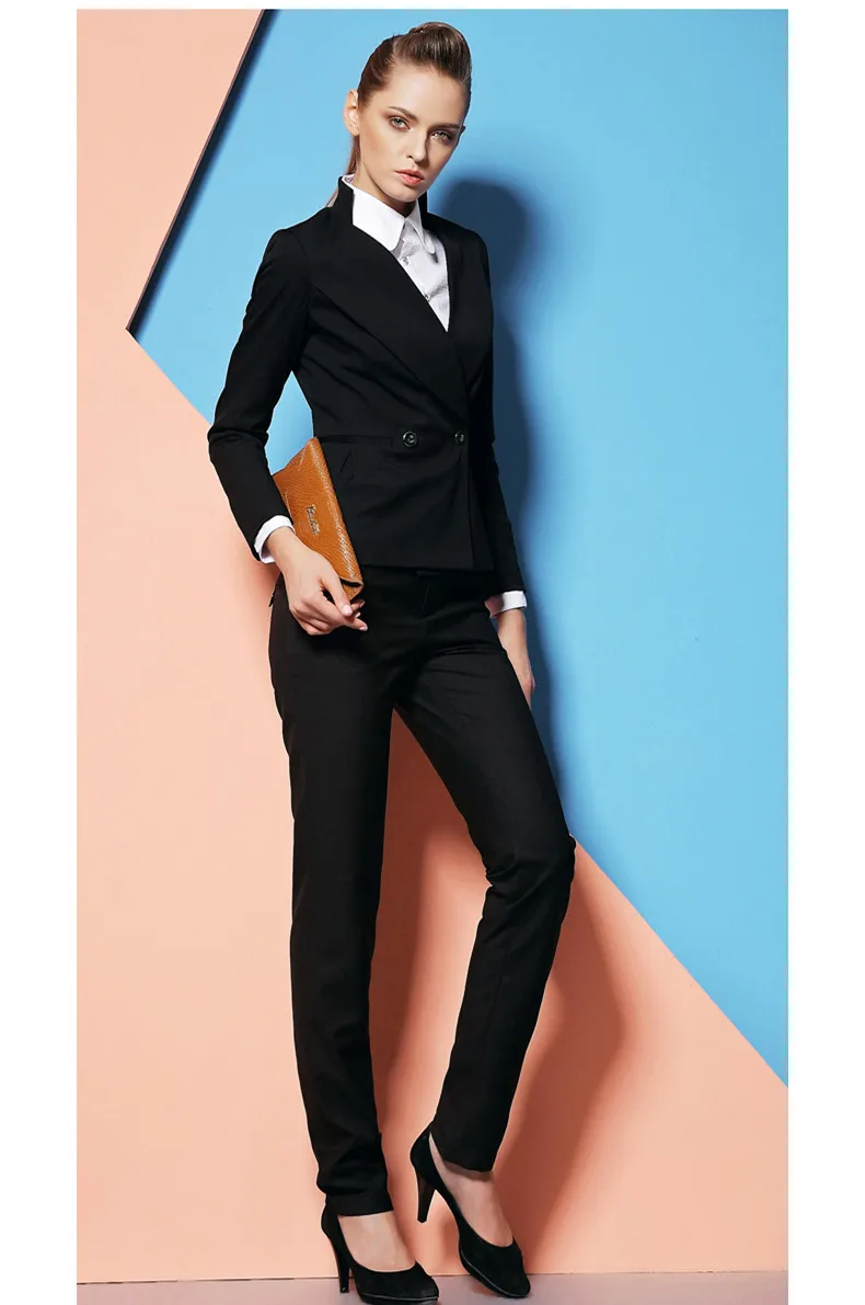 

Limited Full Cotton Button Fly Single Breasted Formal Office Uniform Style Suits New Women Work Wear Suit Womens Business Suits