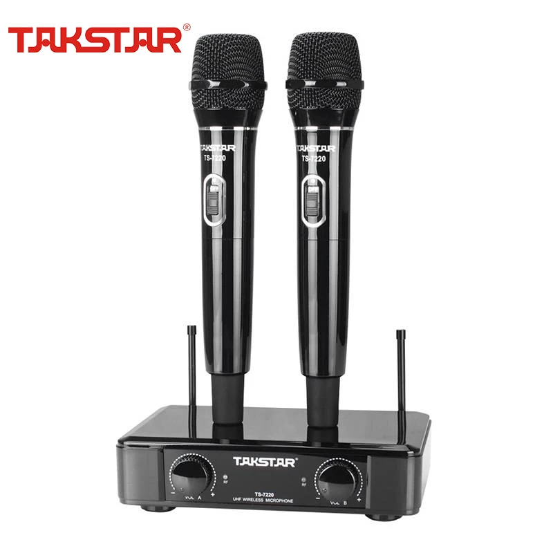 

TAKSTAR UHF Wireless Dual Handheld Microphone System with 2 Transmitter 1 receiver for Home Karaoke Stage Performance(TS-7220)