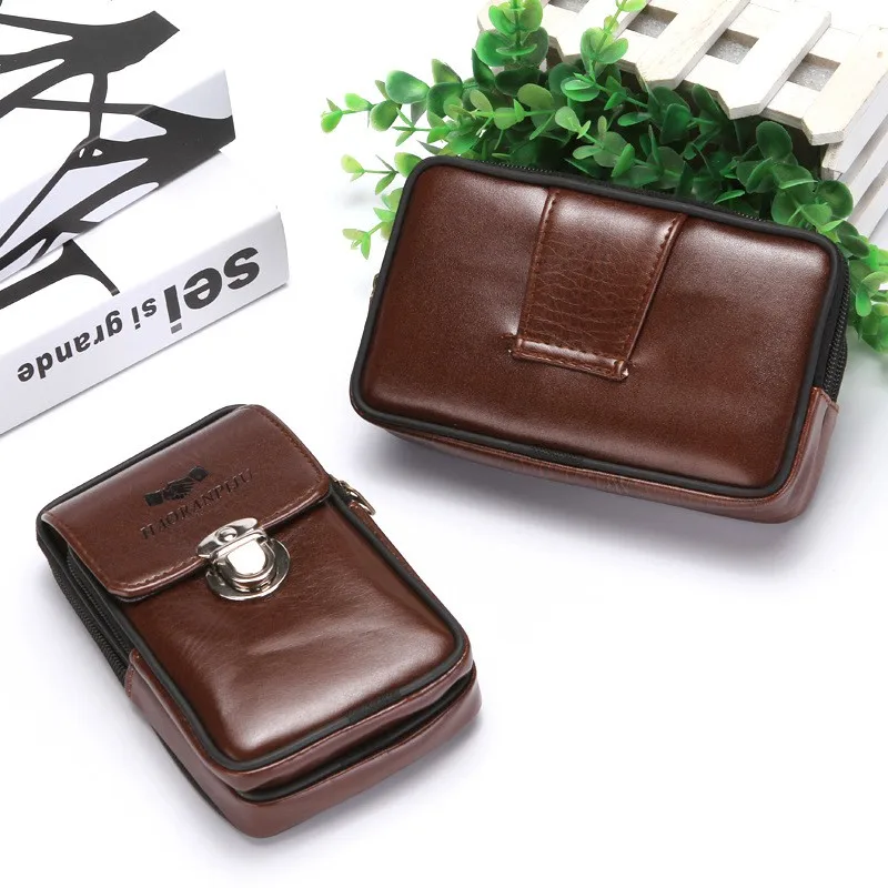 

Leather Multi-function Mobile Phone Belt Clip Large Mens Cell Phone Card Holder Pouch Bag Climbing Portable Case Wallet Bag