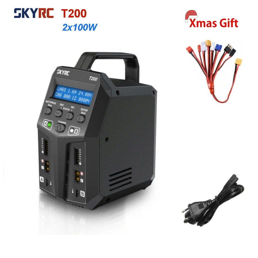 SKYRC T200 Двойной AC/DC баланс Зарядное устройство 12A 100W XT60 разъем для литий-полимерный