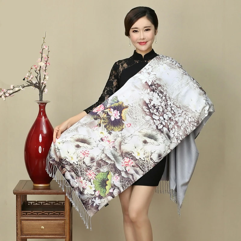 30 цветов картина маслом Cheongsam шаль Национальный Шарф женский Шелковый кашемировый шарф ретро свадьба Вечеринка палантин обертывания