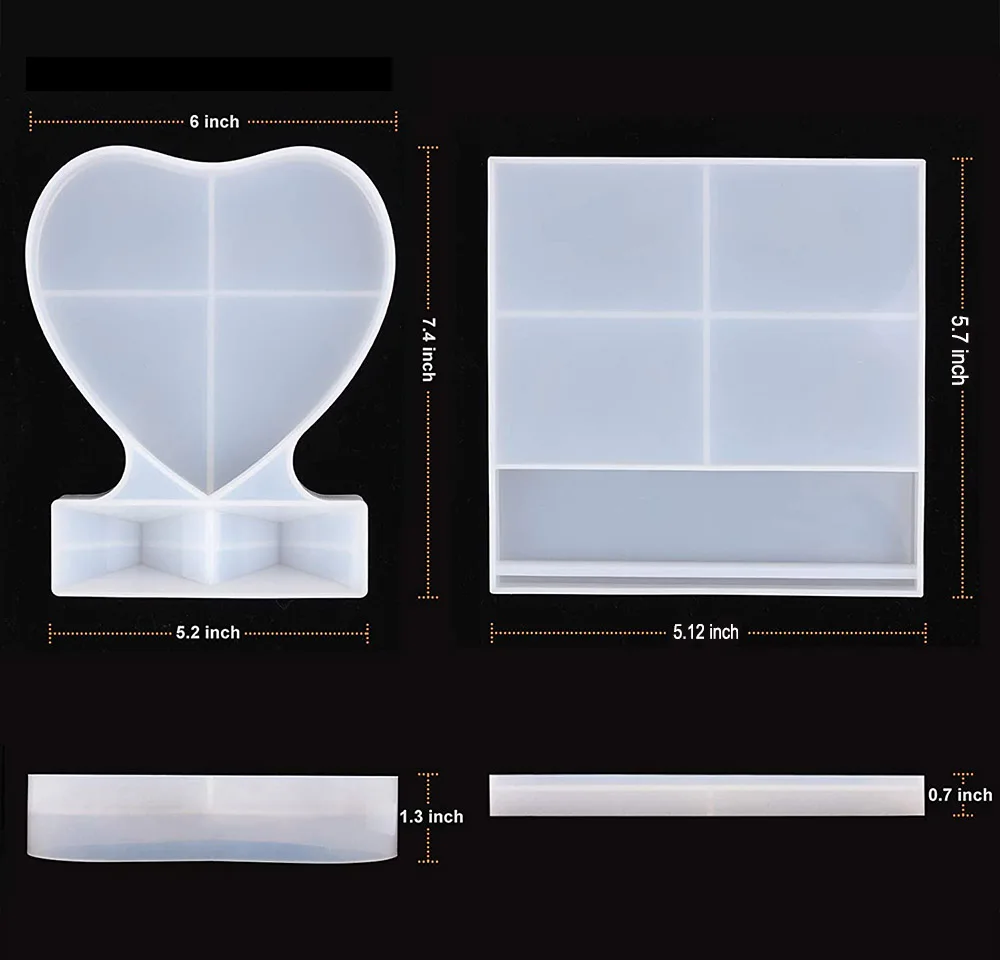 Resin Mold for Photo Frame,Rectangle & Heart Shape Silicone Epoxy Molds for  Casting, Photo Frame