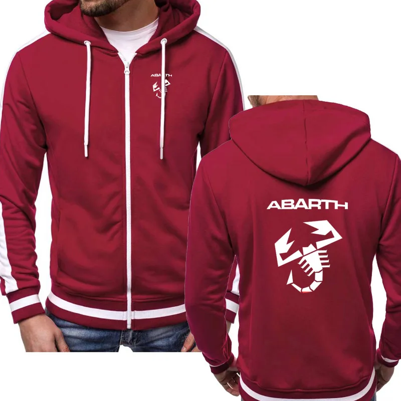 Мужские толстовки на автомобиль ABARTH С логотипом, модные повседневные толстовки в стиле хип-хоп Harajuku, цветные флисовые толстовки с капюшоном, куртка на молнии, мужская одежда