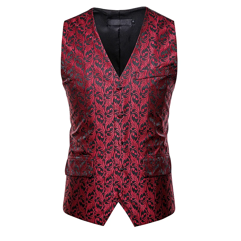 4 colors men smart casual suit vest Flower embroidery new style suit vest Single-breasted design plus size vest for autumn 4 colors men smart casual suit vest Flower embroidery new style suit vest Single-breasted design plus size vest for autumn