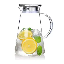 Cold Water Kettle Teapot Glass Pitcher Jug Water Juice Tea Carafe Large Bottle With Stainless Steel Lid Kitchen Accessories