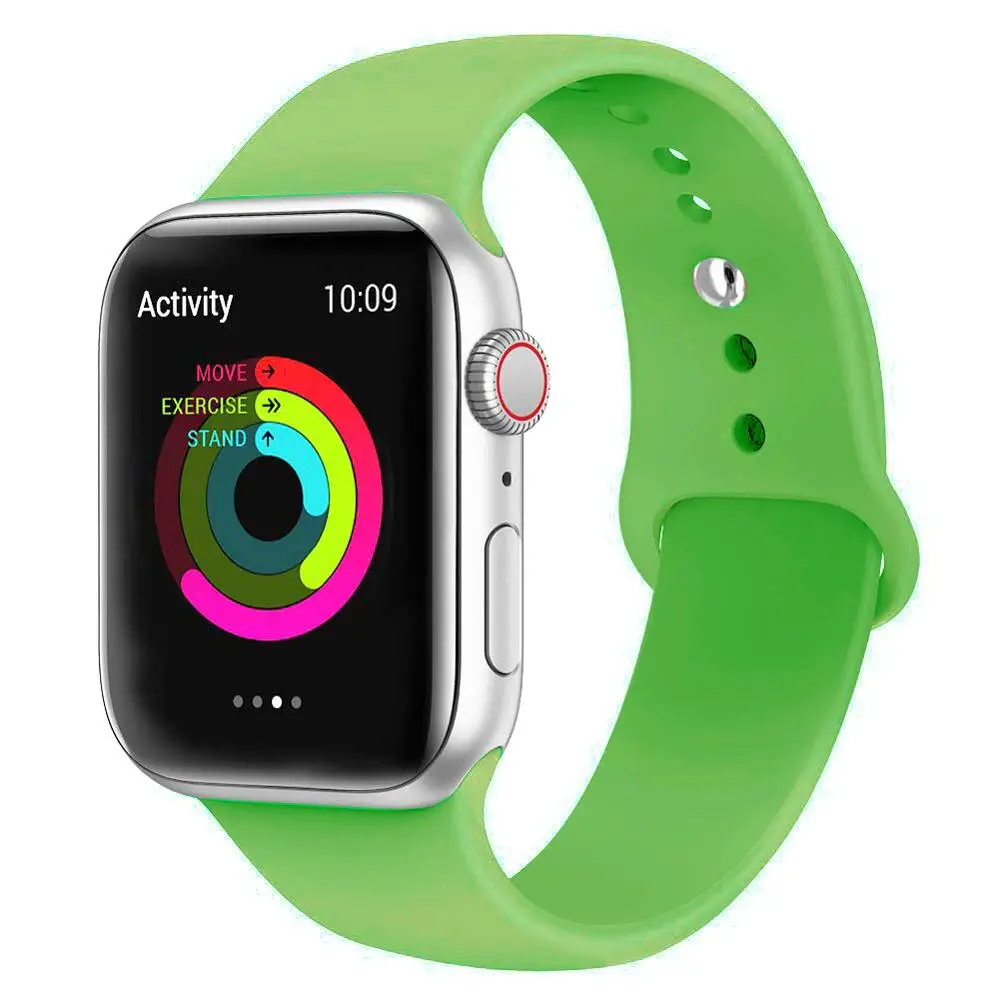 Силиконовый ремешок для наручных часов Apple Watch, 42 мм, 38 мм, Версия 44 мм 40 мм резиновый браслет Ремешки черный ремешок наручных часов Iwatch серии 5/4/3/2/1 браслет - Цвет ремешка: Green