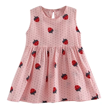 

2-8 Years Baby Summer Clothing Infant Kid Baby Girl Pink Dress Solid Princess Sleeveless Casual Party Polyester Dresses