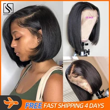 13x4 Bob Wig Lace Front Wigs For Women Straight Lace Frontal Wig Brazilian Hair Human Hair Straight Bob Pre Plucked