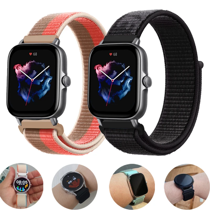 Ремешок нейлоновый для amazfit gts 2 mini/3/bip u pro/stratos 3/2 браслет смарт-часов Amazfit gtr 3 Pro/2/47