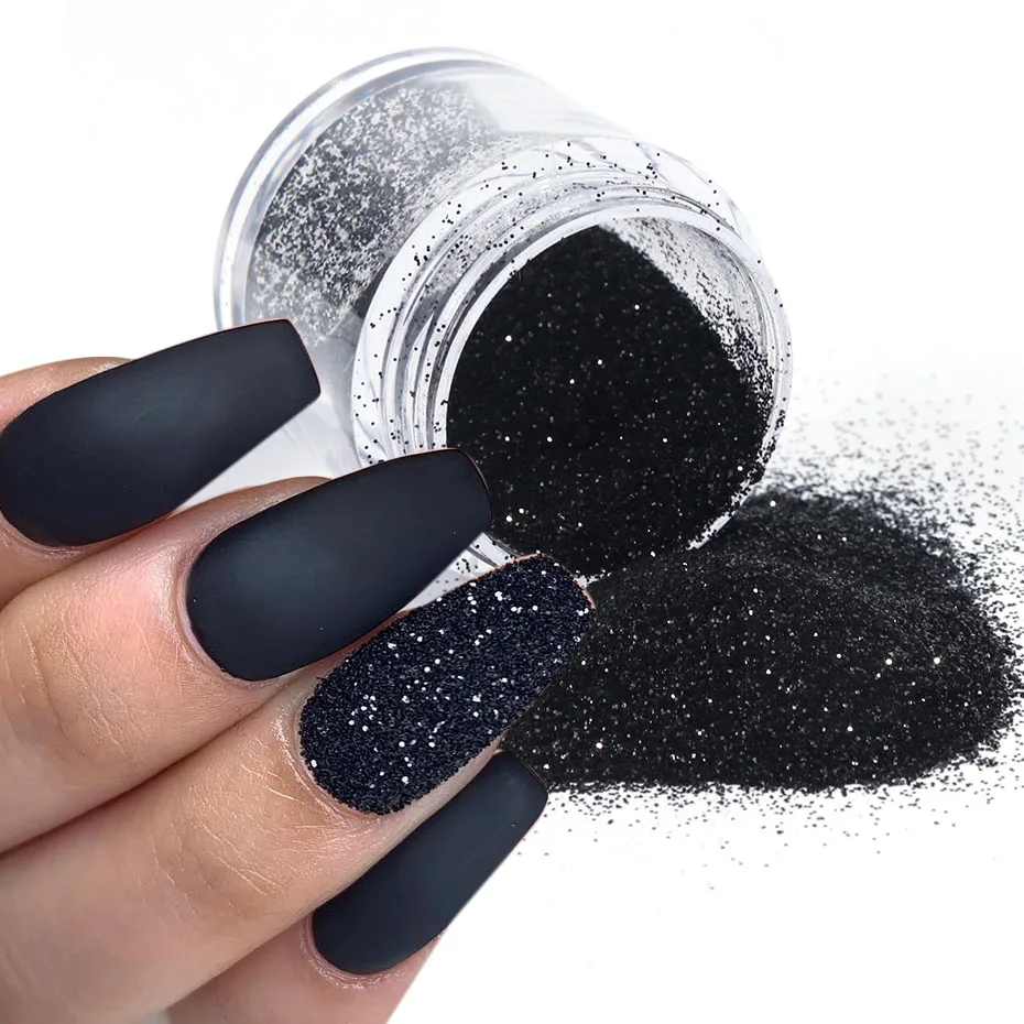 Black White Nail Art Sugar Powder Shiny Dipping Powder Dust Woolen Candy Effect Nails Art Chrome Pigment Glitter 1 Box nail powder,nail glitter,nail pigment
