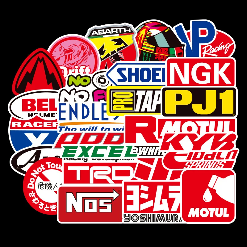 

50 PCS Racing Car Stickers Graffiti JDM Car Modification Waterproof Sticker for Motorcycle Bicycle Helmet Motor Suitcase Laptop