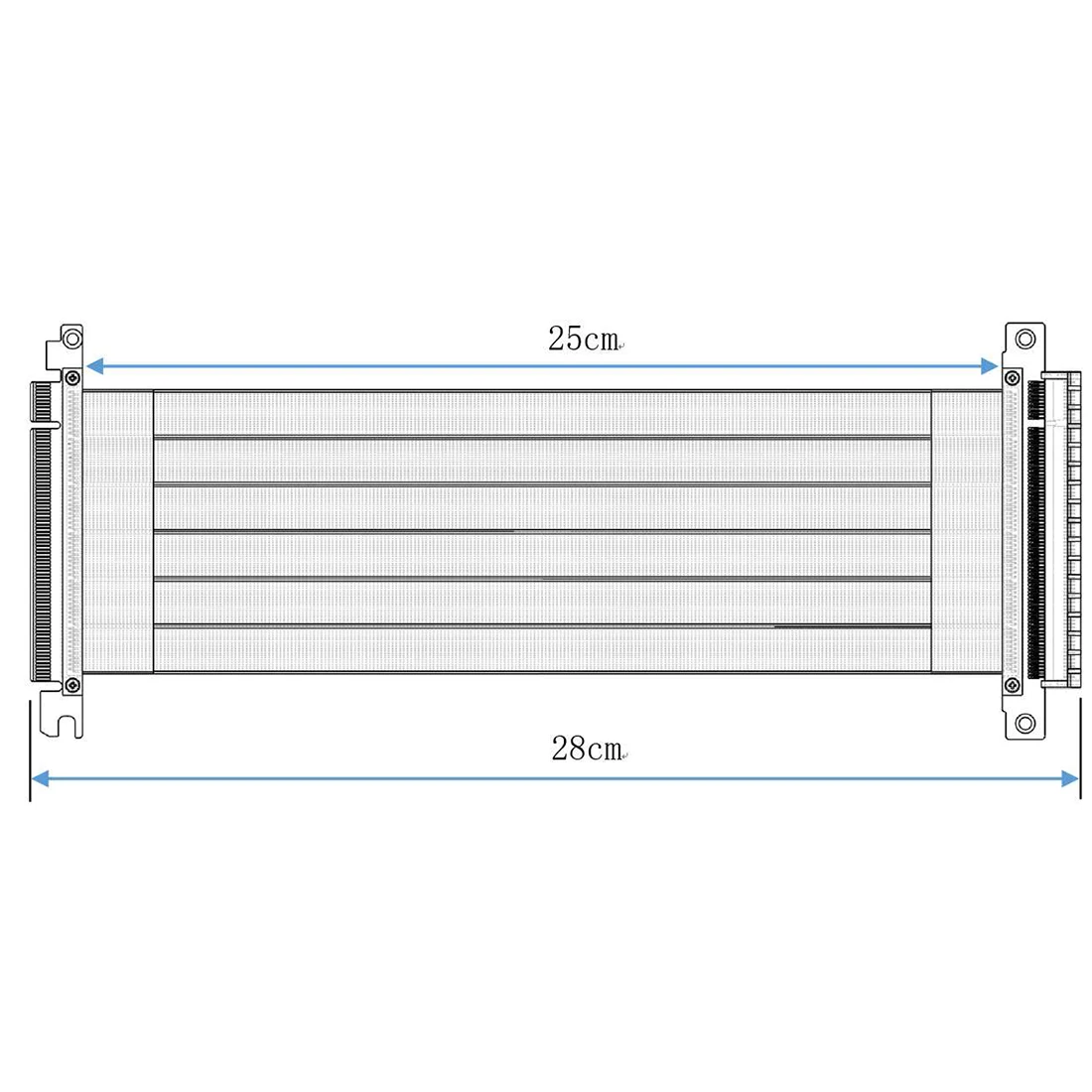 PCI-E X16 3.0 Riser Extension Cable - PCI Express 16x Extender Ribbon Line Gen3.0 (GTX R33SL/R33SF/R33SR) 60cm Description Image.