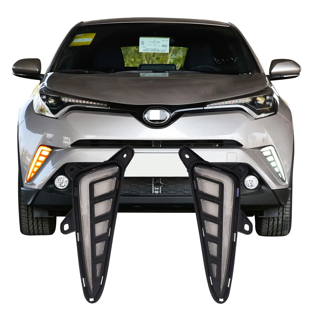 Автомобильные светодиодные дневные ходовые огни DRL для Toyota CHR поворотный сигнал