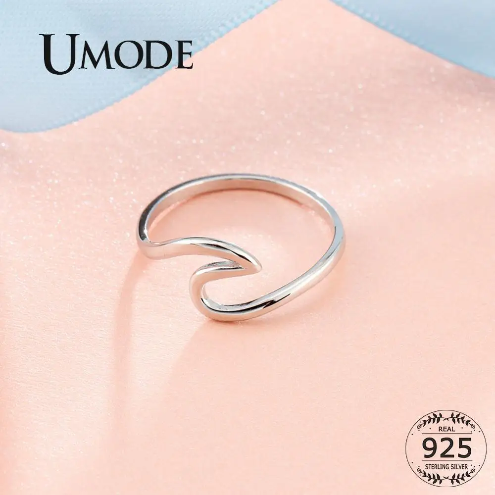 Женские волнистые кольца UMODE вечерние из стерлингового серебра 925 пробы в стиле