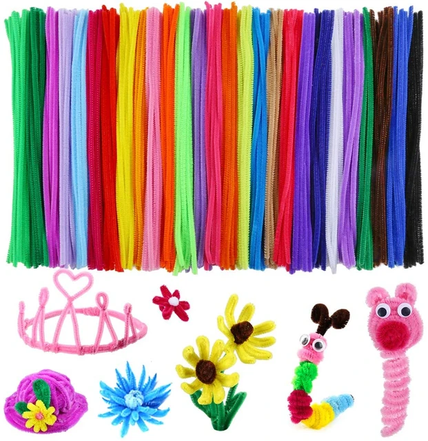 100 Pcs Pipe Cleaners 10 Colors Chenille Stems for DIY Art