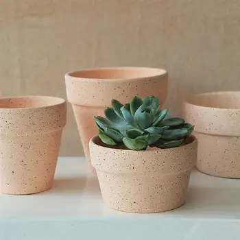 

2PCS Red Pottery Flower Pots Large Diameter Clay Pot Simple Succulent Pot(Khaki)