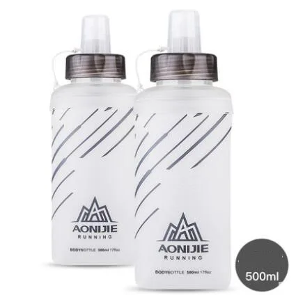 2pcs 500ml AONIJIE Беговая спортивная мягкая бутылка для воды, складная термополиуретановая мягкая колба для воды с длинными соломенными пузырьками, сумка 350/600 мл - Цвет: 2pcs 500ml